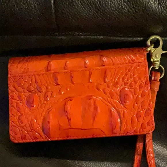 Brahmin Red-Orange Embossed Wallet/Wristlet. - Picture 8 of 14